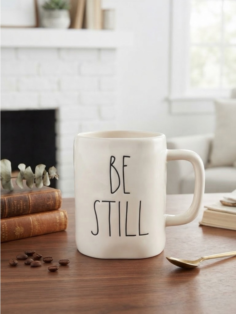 Rae Dunn White 'Be Still' Ceramic Mug